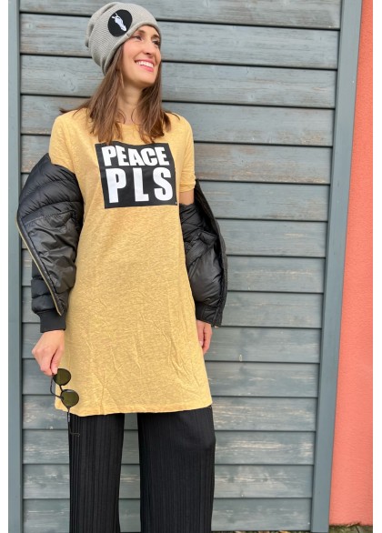 PEACE PLS prodloužené tričko LEN ➡️